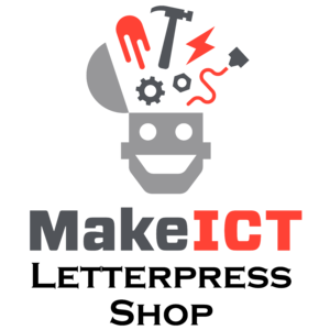 Image displaying the make ict logo on the top with the text Letterpress shop on the bottom.